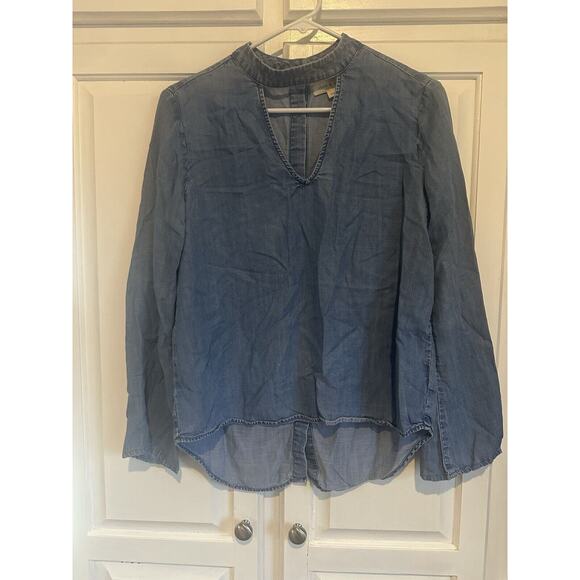 Cloth And Stone Chambray Keyhole Button Back Top Blouse Size XS Boho - Picture 1 of 10